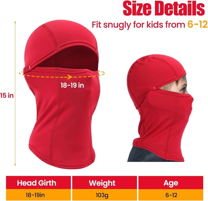 Beehow Store Kids Balaclava Ski Mask Scarf, Kids Fleece Gaiter Cold Weather Full Face Mask for Boys & Girls - Black - Image 4